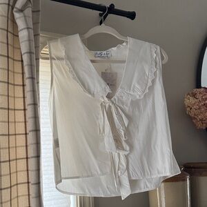 Pretty Wire Made in Italy Lace-Trimmed Tie Front Tank